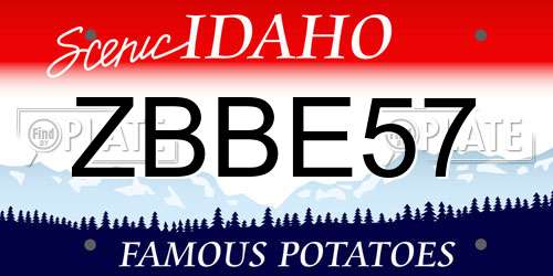 ZBBE57 Idaho License Plate