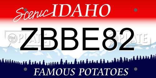 ZBBE82 Idaho License Plate