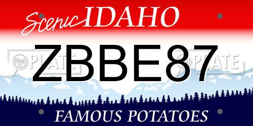 ZBBE87 Idaho License Plate