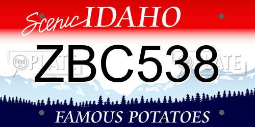 ZBC538 Idaho License Plate