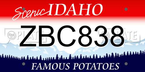 ZBC838 Idaho License Plate
