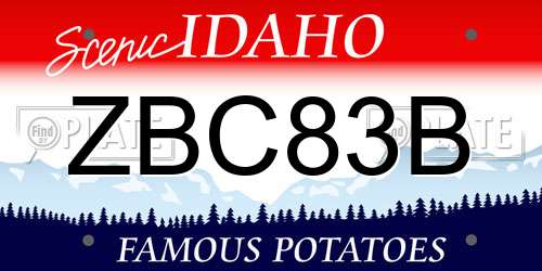 ZBC83B Idaho License Plate