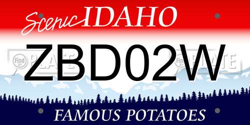 ZBD02W Idaho License Plate