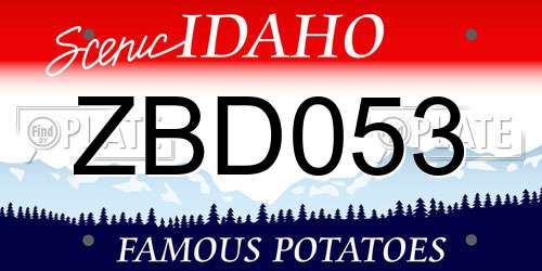 ZBD053 Idaho License Plate