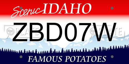 ZBD07W Idaho License Plate