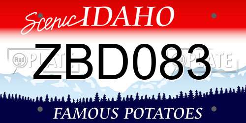 ZBD083 Idaho License Plate
