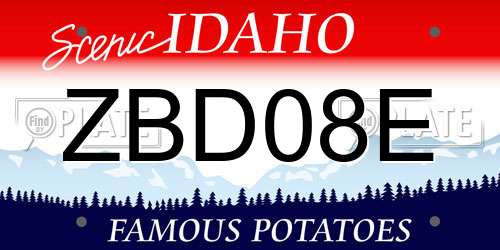 ZBD08E Idaho License Plate