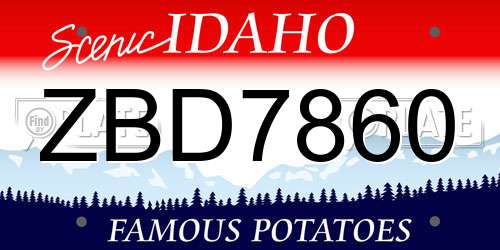 ZBD7860 Idaho License Plate