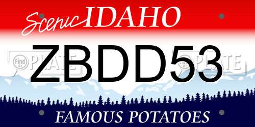 ZBDD53 Idaho License Plate