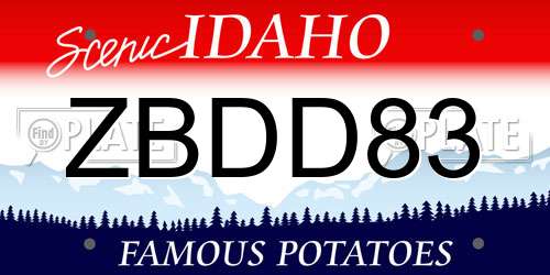 ZBDD83 Idaho License Plate
