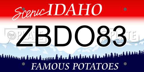 ZBDO83 Idaho License Plate