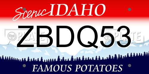 ZBDQ53 Idaho License Plate