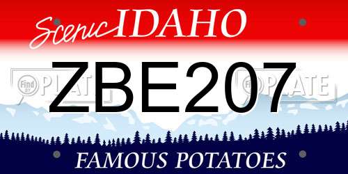ZBE207 Idaho License Plate