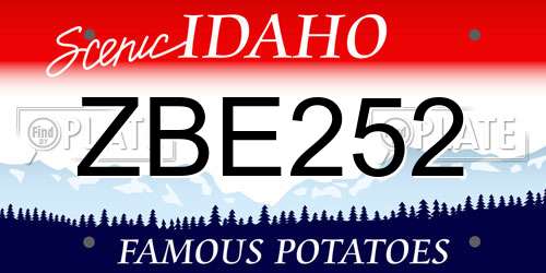 ZBE252 Idaho License Plate