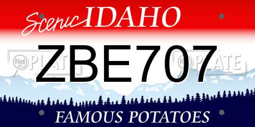 ZBE707 Idaho License Plate