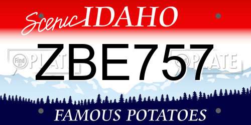 ZBE757 Idaho License Plate