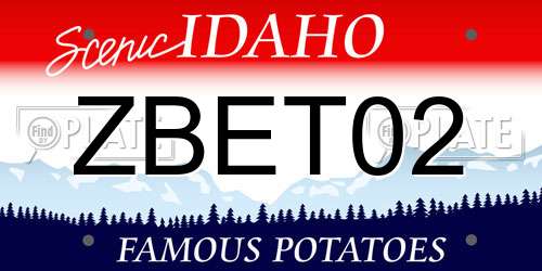 ZBET02 Idaho License Plate