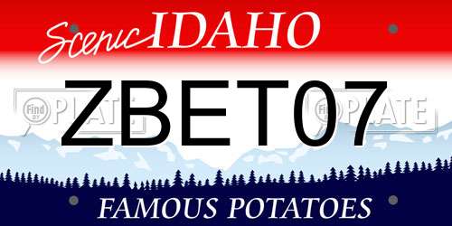 ZBET07 Idaho License Plate