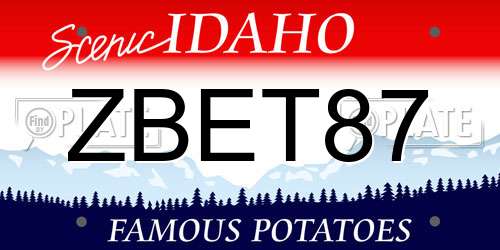 ZBET87 Idaho License Plate