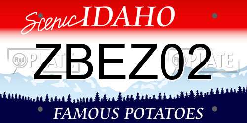 ZBEZ02 Idaho License Plate