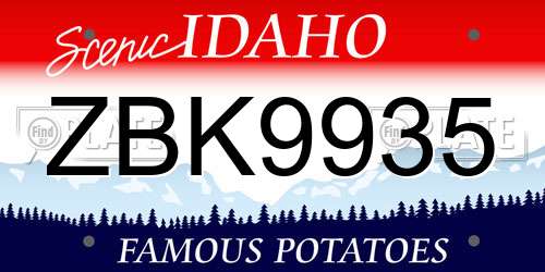 ZBK9935 Idaho License Plate