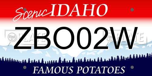 ZBO02W Idaho License Plate