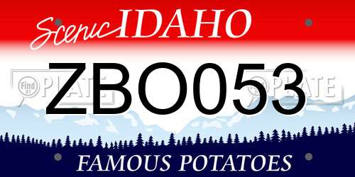 ZBO053 Idaho License Plate