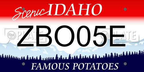 ZBO05E Idaho License Plate