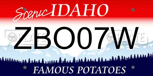 ZBO07W Idaho License Plate