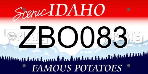 ZBO083 Idaho License Plate