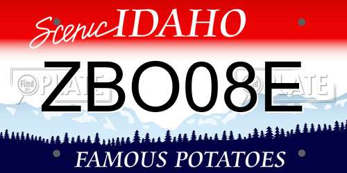 ZBO08E Idaho License Plate