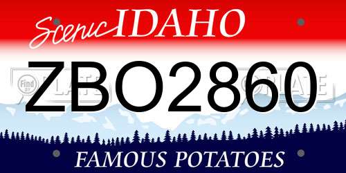 ZBO2860 Idaho License Plate