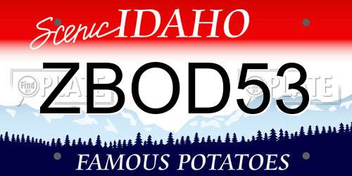 ZBOD53 Idaho License Plate