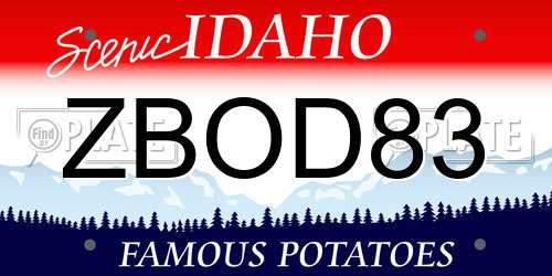 ZBOD83 Idaho License Plate