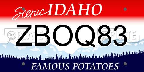 ZBOQ83 Idaho License Plate