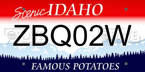 ZBQ02W Idaho License Plate