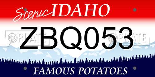 ZBQ053 Idaho License Plate
