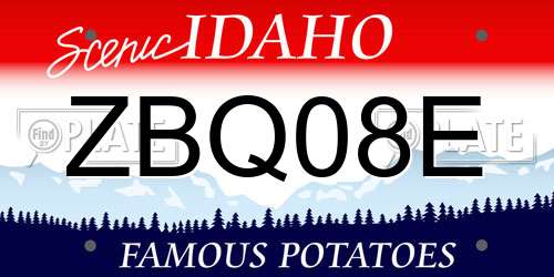 ZBQ08E Idaho License Plate
