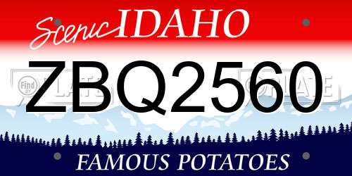 ZBQ2560 Idaho License Plate