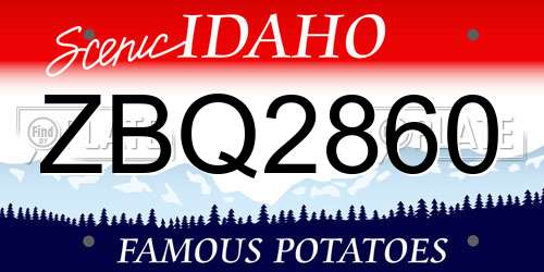 ZBQ2860 Idaho License Plate