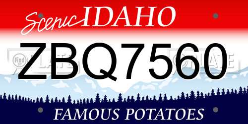 ZBQ7560 Idaho License Plate