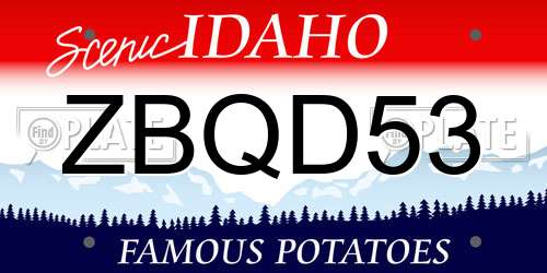 ZBQD53 Idaho License Plate