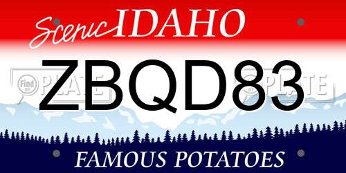 ZBQD83 Idaho License Plate