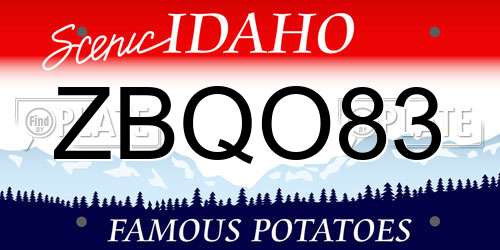ZBQO83 Idaho License Plate
