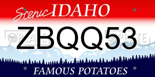 ZBQQ53 Idaho License Plate