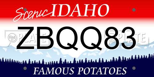 ZBQQ83 Idaho License Plate