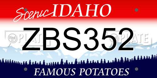 ZBS352 Idaho License Plate