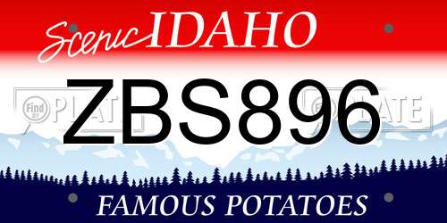 ZBS896 Idaho License Plate