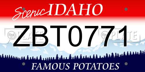 ZBT0771 Idaho License Plate