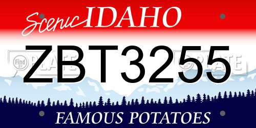 ZBT3255 Idaho License Plate